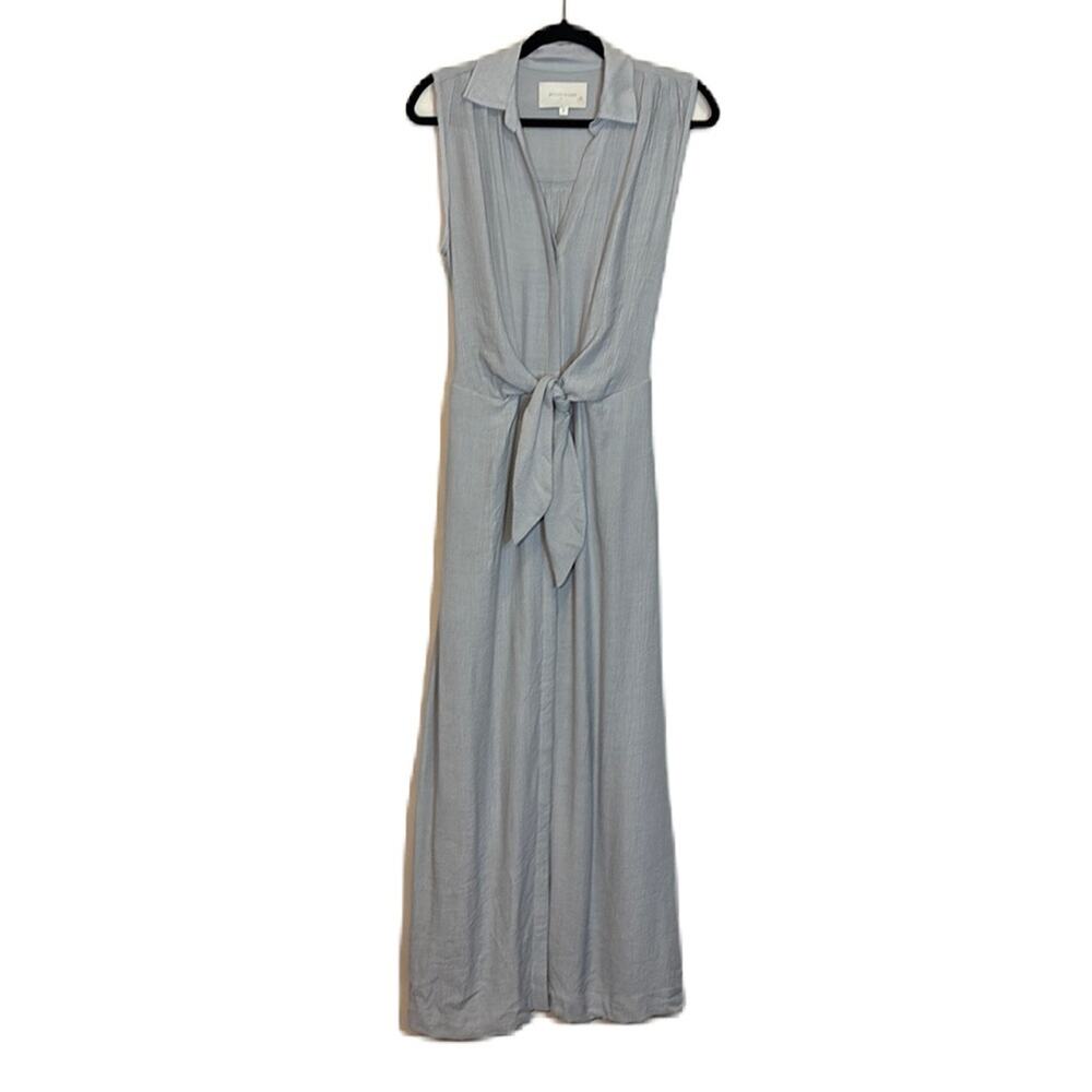 Brochu Walker Madsen Collared Sleeveless Maxi Dress Grey Button Front Tie Size S
